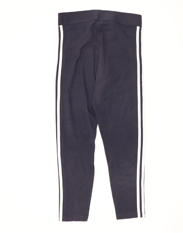 Adidas Damen Crop Leggings UK 12/14 Mittel Marineblau Baumwolle Sport