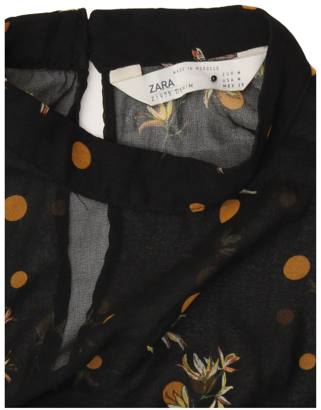 Durchsichtiges A-Linien-Kleid von Zara für Damen, Gr. 12, Mittelschwarz, geblümt
