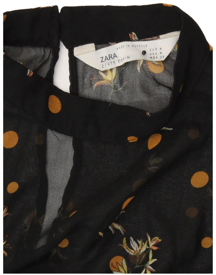 Durchsichtiges A-Linien-Kleid von Zara für Damen, Gr. 12, Mittelschwarz, geblümt