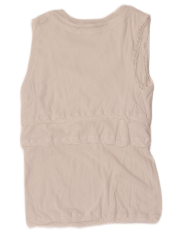 Aspesi Damen Crop ärmelloses Blusenoberteil UK 8 Small Weiße Baumwolle