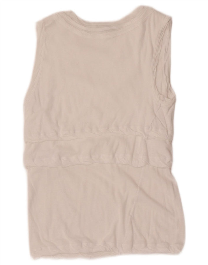 Aspesi Damen Crop ärmelloses Blusenoberteil UK 8 Small Weiße Baumwolle