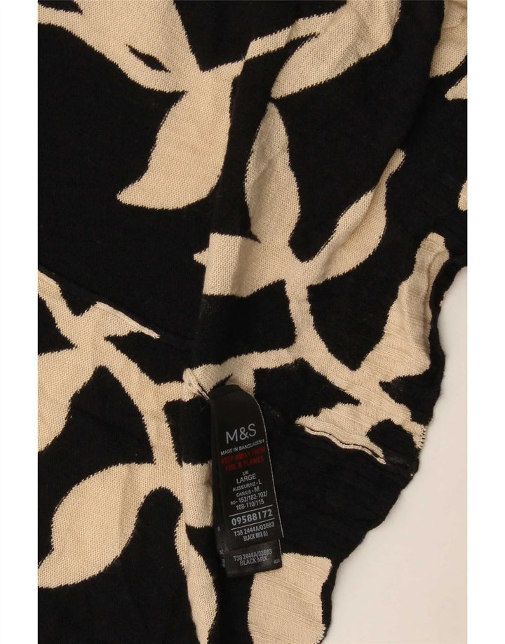 Marks & Spencer Damen-Strickjacke in Übergröße, Gr. 40, Größe L, Schwarz, Blumenmuster