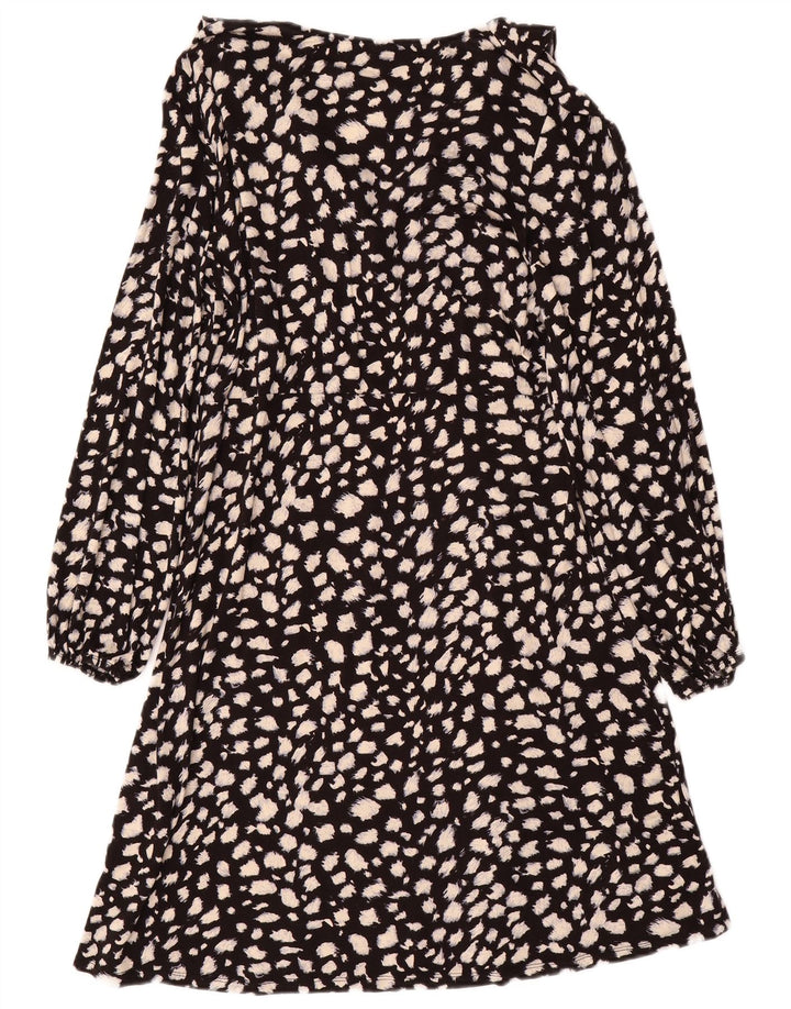 WALLIS Womens Abstract Pattern A-Line Dress UK 12 Medium  Black