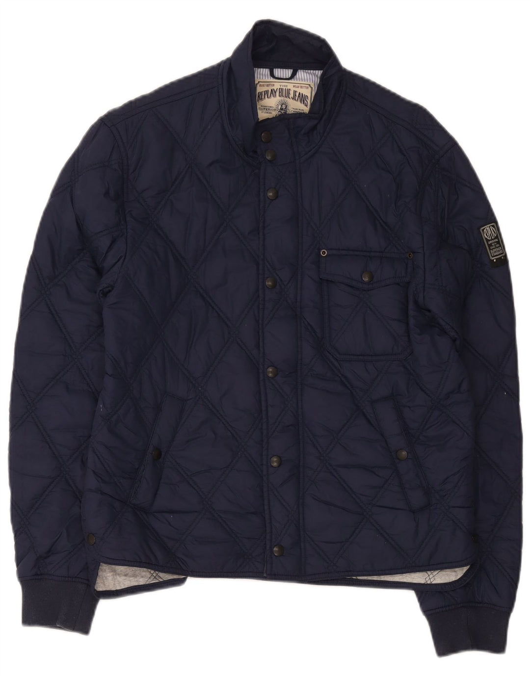 Replay Herren Steppjacke UK 38 Medium Marineblau Polyamid