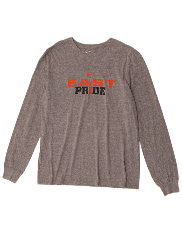 Nike Mens Athletic Cut Graphic Top Long Sleeve Large Grey Cotton
