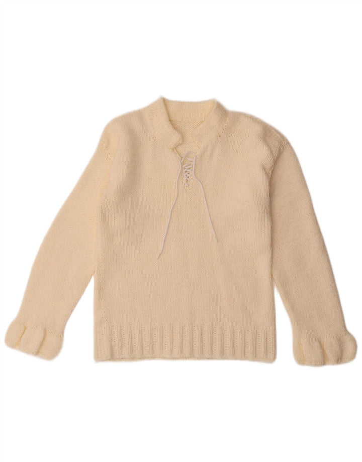 Vintage Damen Rollkragenpullover Pullover UK 12 Medium Off White