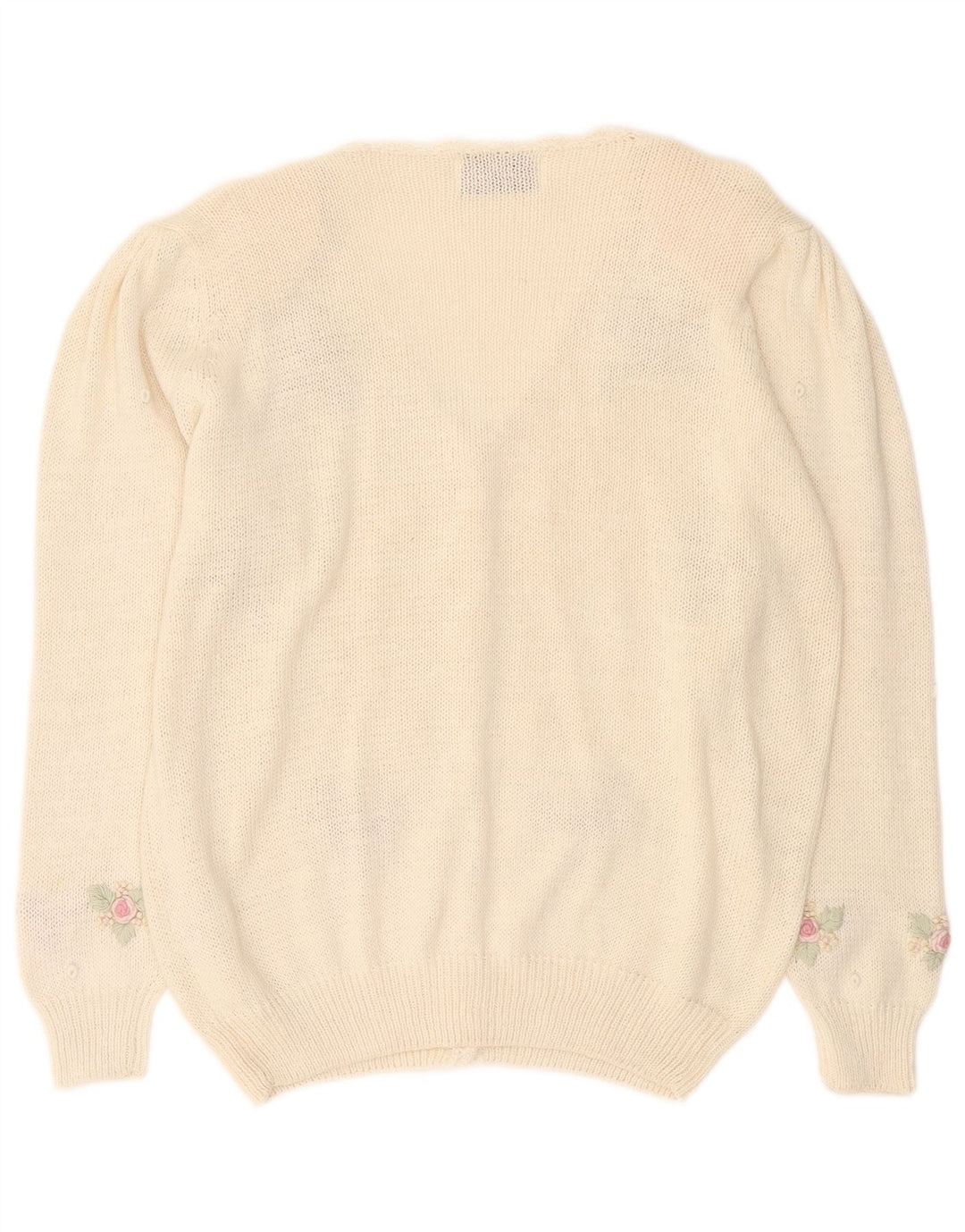 Vintage Damen Cardigan Pullover UK 14 Medium Off White Floral