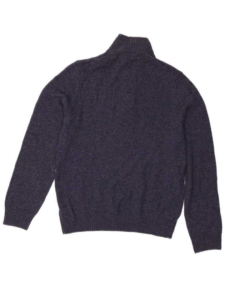 Marks & Spencer Herren-Pullover mit Reißverschluss am Hals, mittelgroße marineblaue Lammwolle