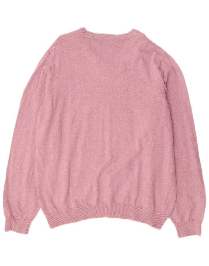 Marks & Spencer Herren-Pullover mit V-Ausschnitt, XL, rosa Baumwolle