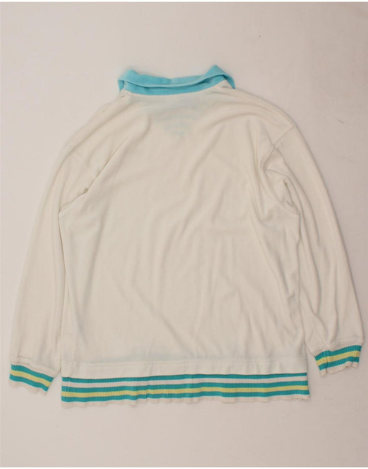 ELLESSE Mens Long Sleeve Polo Shirt Small White Polyester Vintage Ellesse and Second-Hand Ellesse from Messina Hembry 