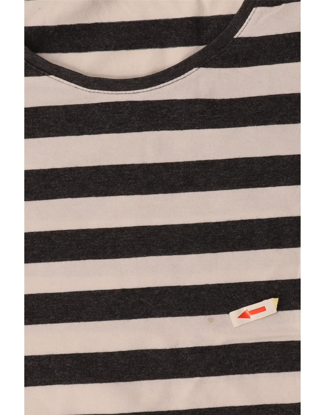 FRENCH CONNECTION Damen T-Shirt Top UK 12 Mittelgrau gestreift aus Baumwolle