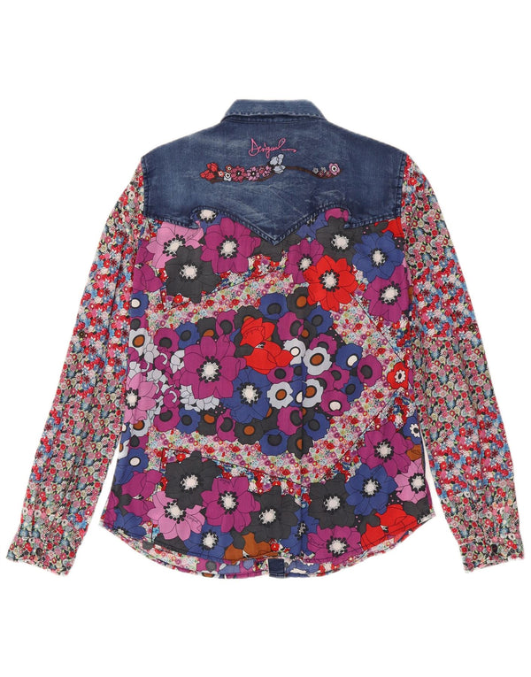 Desigual Damen Langarmshirt UK 16 Großes mehrfarbiges böhmisches Blumenmuster