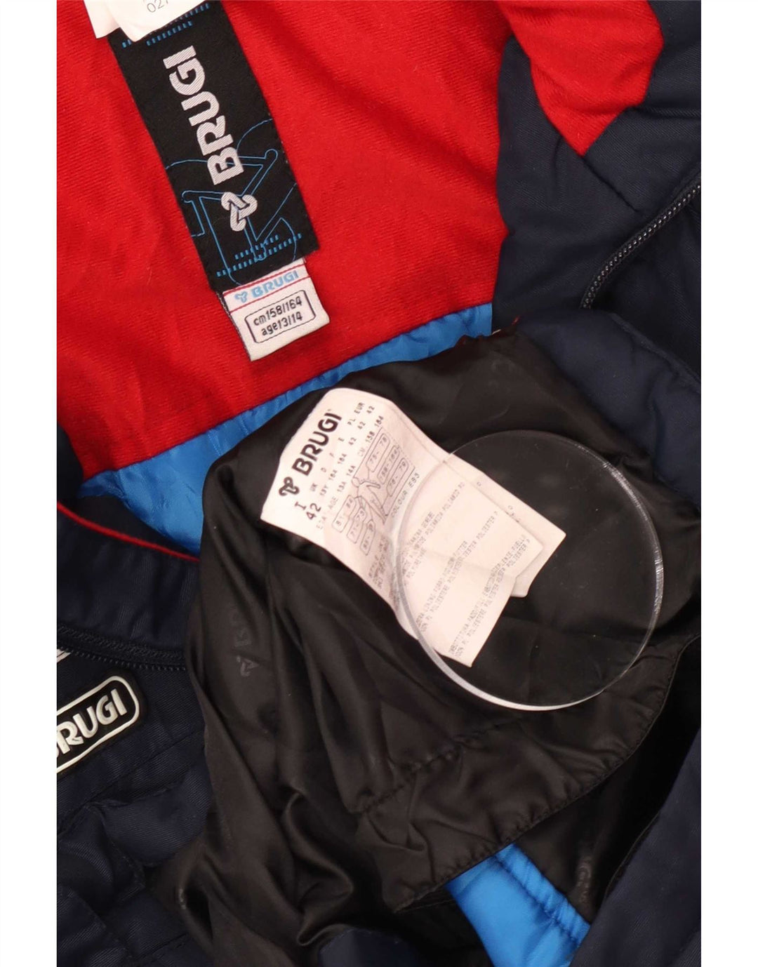 Brugi Jungen-Skijacke mit Kapuze, 13–14 Jahre, marineblaues Colourblock-Polyamid