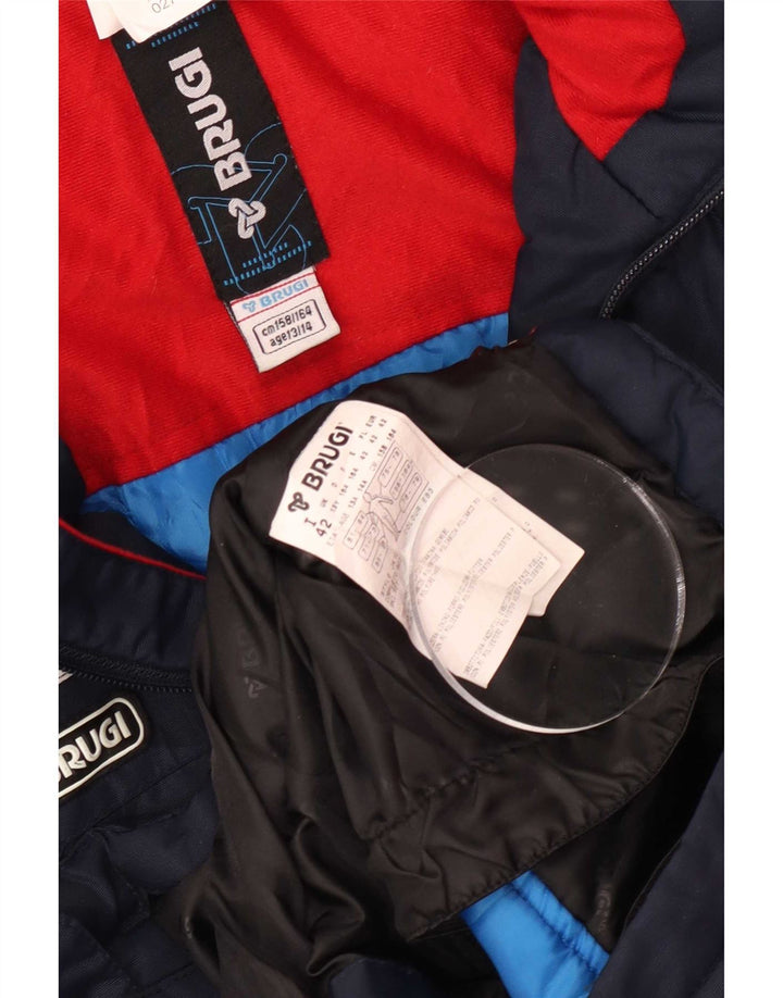 Brugi Jungen-Skijacke mit Kapuze, 13–14 Jahre, marineblaues Colourblock-Polyamid