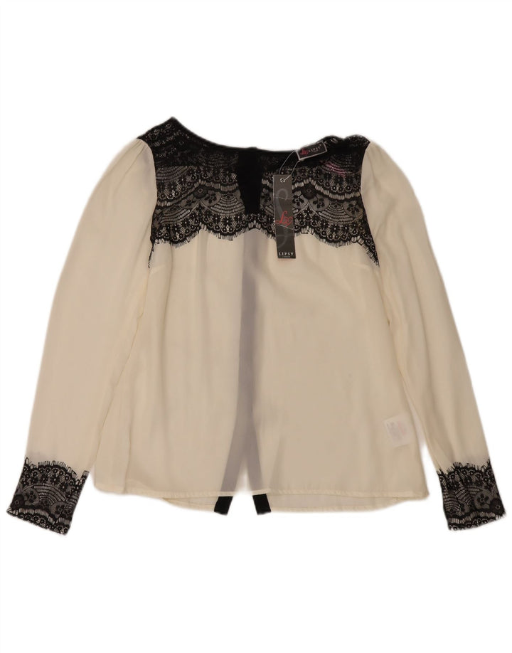 Lipsy Damen-Hemdbluse, UK 12, Mittelweiß, Blumenmuster, Polyester