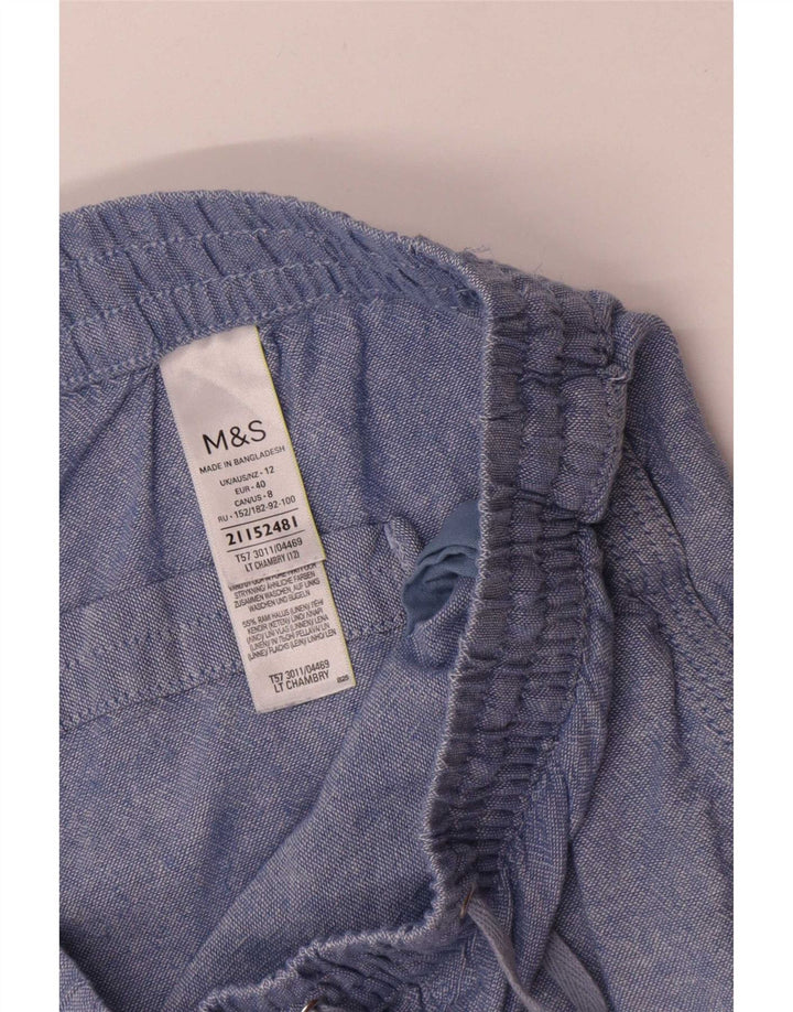 Marks & Spencer Damen Freizeitshorts UK 12 Medium W30 Blaues Leinen