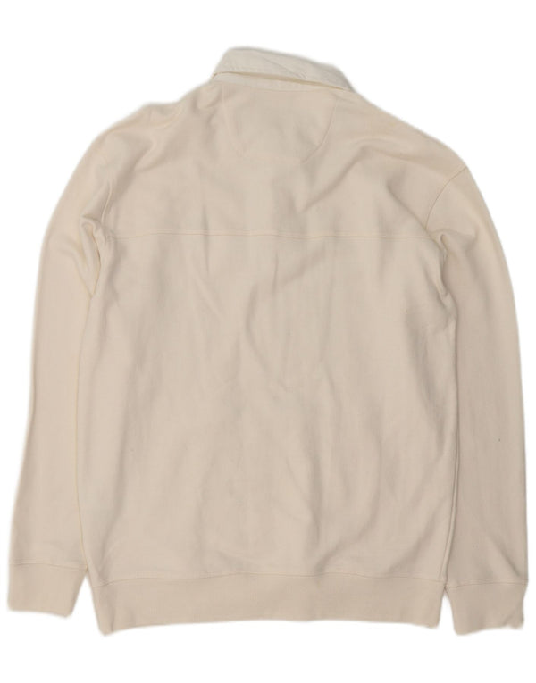 Crew Clothing Herren-Sweatshirt mit Polokragen, Größe S, weiße Baumwolle