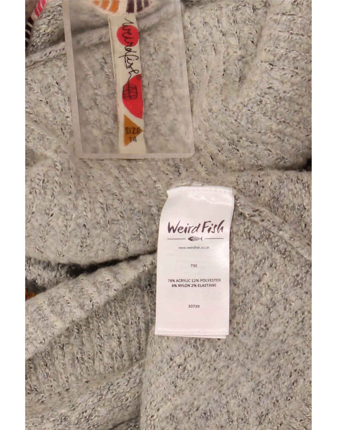 Weird Fish Rollkragenpullover für Damen, UK 14, Größe L, Grau, Fair Isle