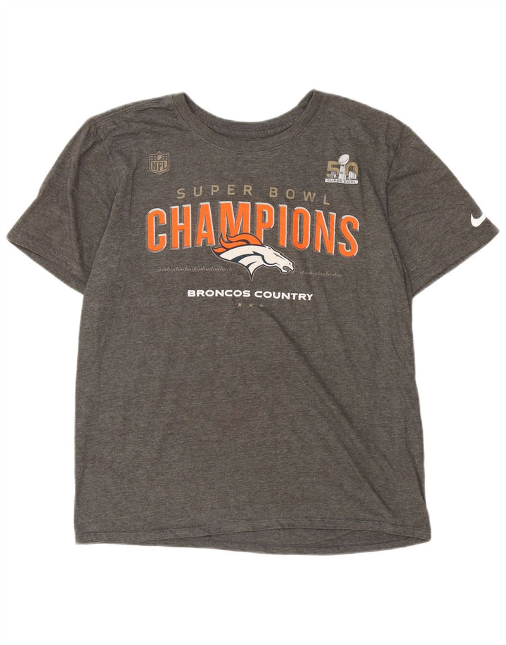 NIKE Herren Denver Broncos Grafik-T-Shirt-Oberteil aus mittelgrauer Baumwolle
