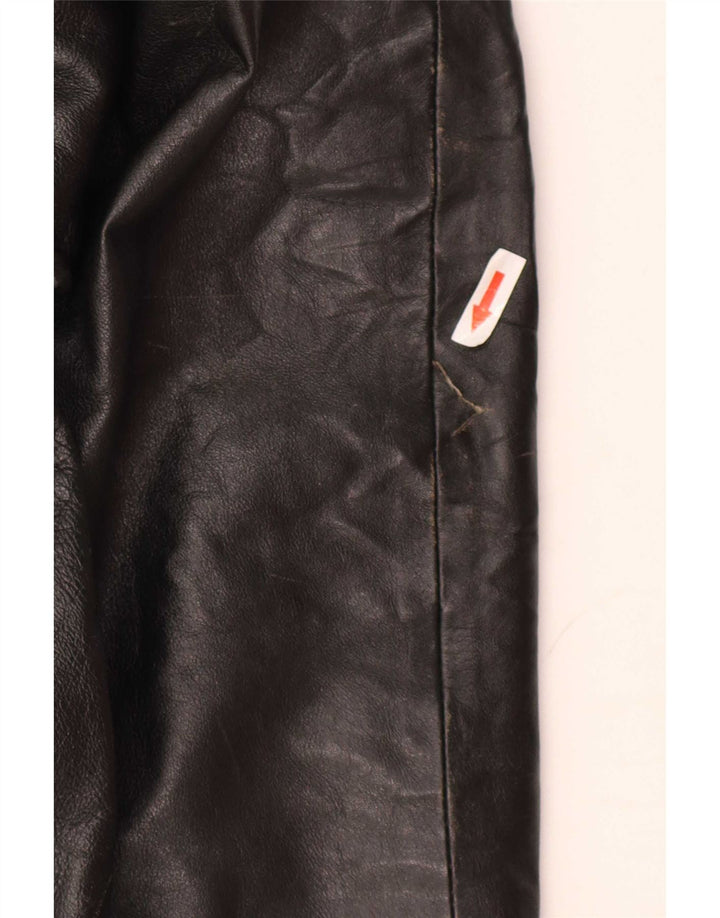 Vintage Damen-Kapuzen-Übergröße-Lederjacke IT 44 Mittelschwarz