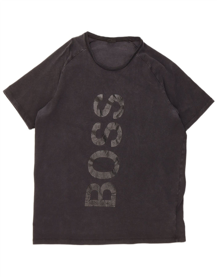 Hugo Boss Herren-T-Shirt mit Grafik, groß, schwarzes Lyocell