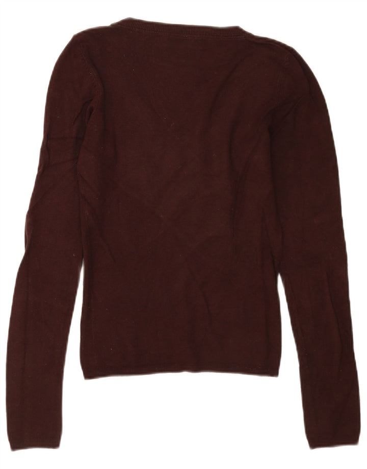 Zara Damen-Pullover mit V-Ausschnitt, UK 10, Größe S, braun, Viskose