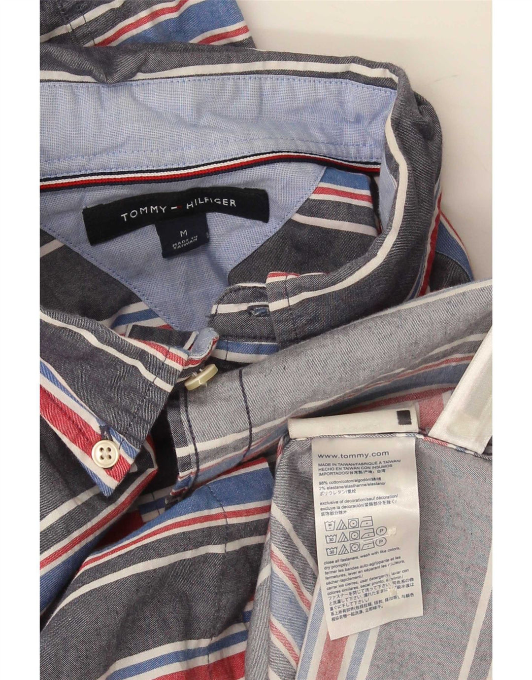 Tommy Hilfiger Herrenhemd mittelblau gestreift aus Baumwolle