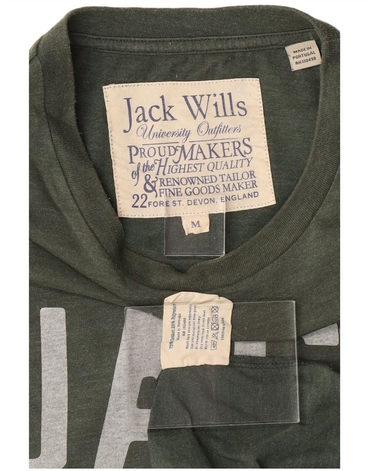 JACK WILLS Mens Graphic T-Shirt Top Medium Khaki Cotton