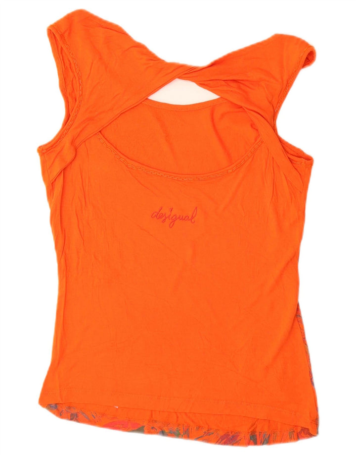 Desigual Grafisches ärmelloses Blusenoberteil für Damen, UK 10, Small Orange Floral