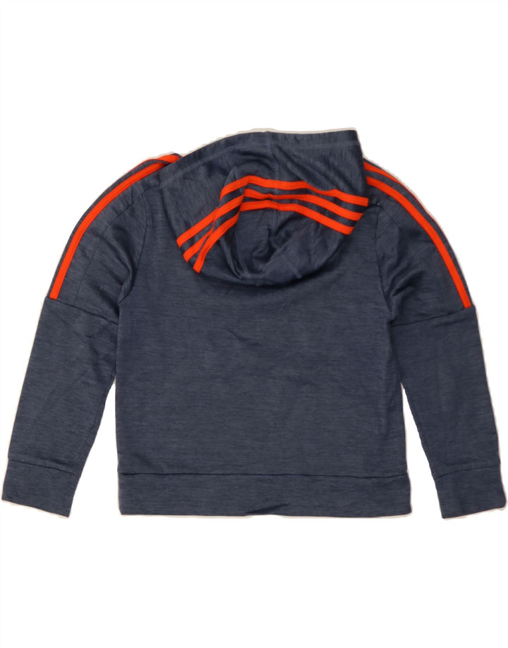 ADIDAS Boys Graphic Hoodie Jumper 7-8 Years Small Navy Blue Polyester Vintage Adidas and Second-Hand Adidas from Messina Hembry 