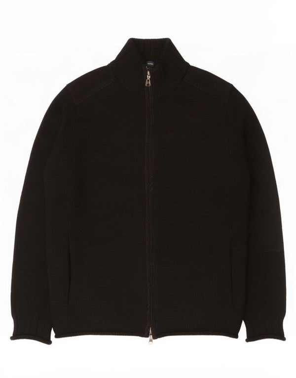 French Connection Herren-Cardigan-Pullover aus mittelschwarzer Wolle