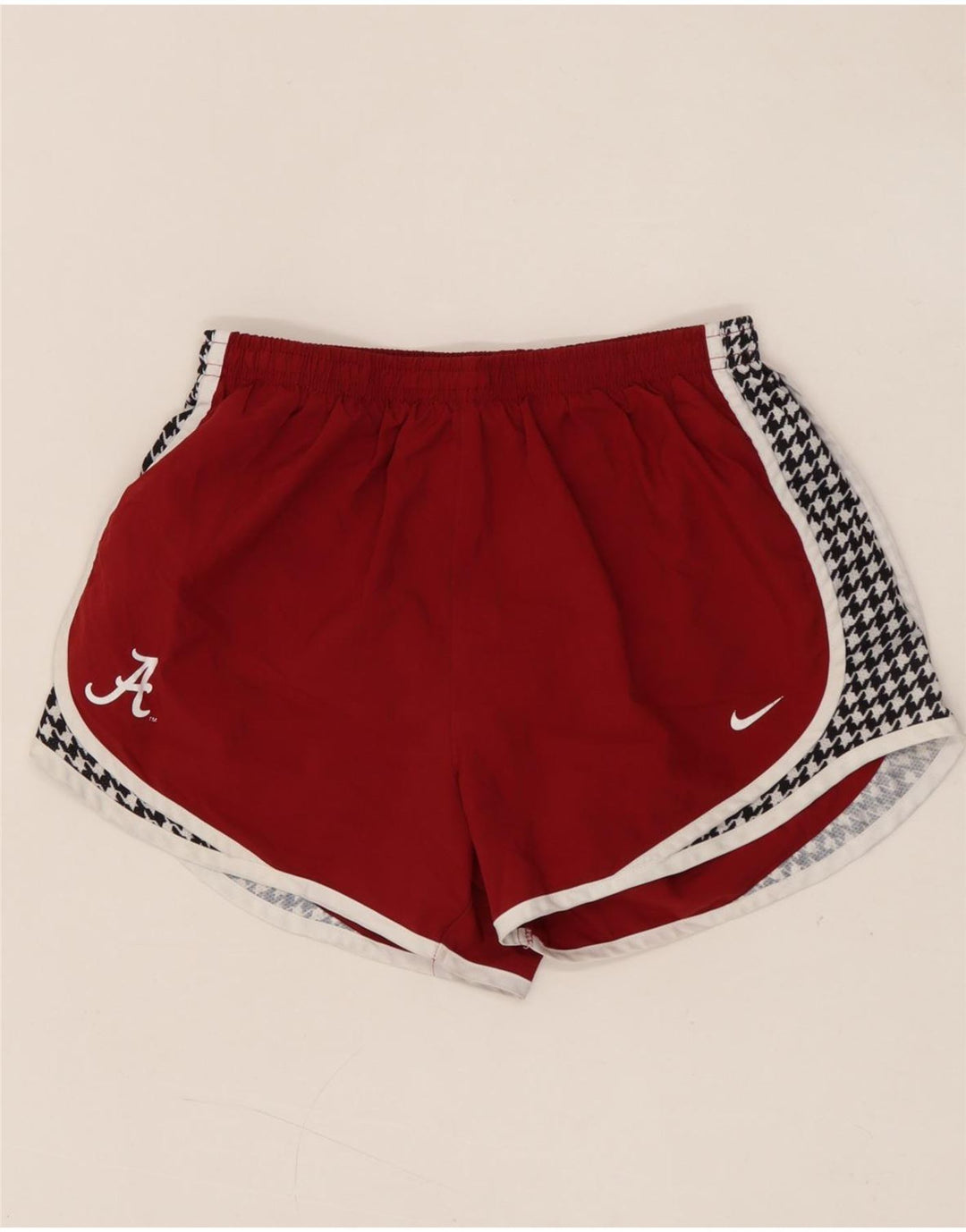 NIKE Damen Dri Fit Graphic Sport Shorts UK 12 Medium Maroon Houndstooth