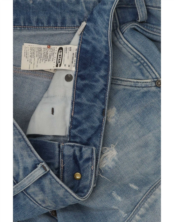 G-Star Herren Distressed Slim Jeans W34 L36 Blaue Baumwolle