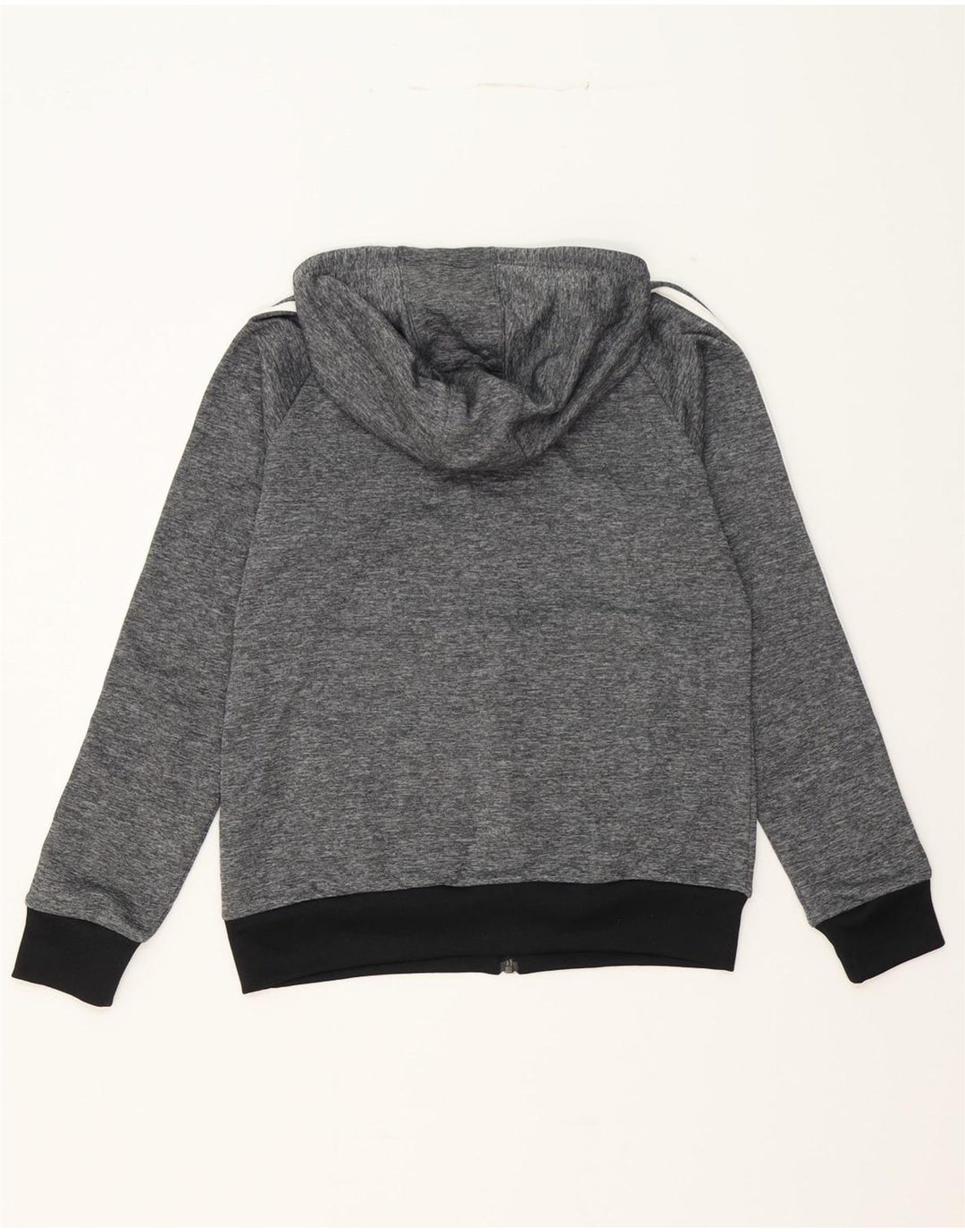 ADIDAS Womens Zip Hoodie Sweater UK 14 Medium  Grey Flecked Polyester Vintage Adidas and Second-Hand Adidas from Messina Hembry 