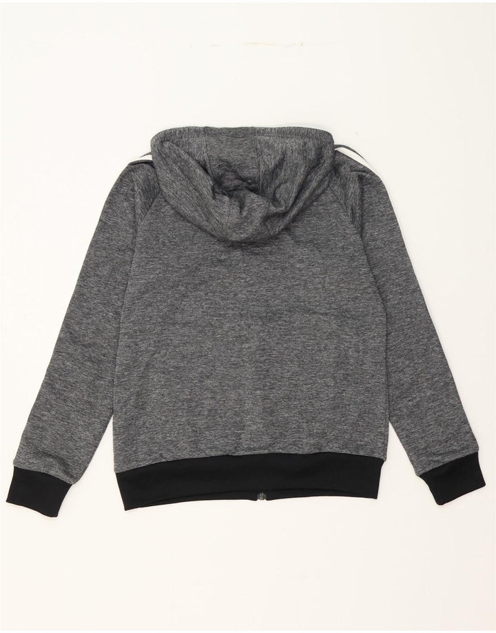 ADIDAS Womens Zip Hoodie Sweater UK 14 Medium  Grey Flecked Polyester Vintage Adidas and Second-Hand Adidas from Messina Hembry 