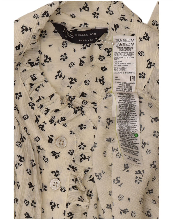 Marks & Spencer Damen-Hemdbluse in Übergröße, Gr. 14, groß, gebrochenes Weiß mit Blumenmuster