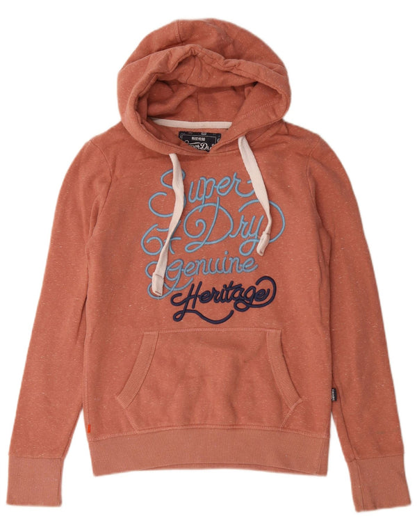 Superdry Graphic Hoodie-Pullover für Damen, UK 10, Größe S, rosa gefleckte Baumwolle