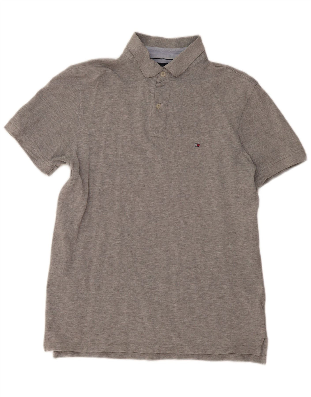 Tommy Hilfiger Herren-Poloshirt aus mittelgrau gefleckter Baumwolle