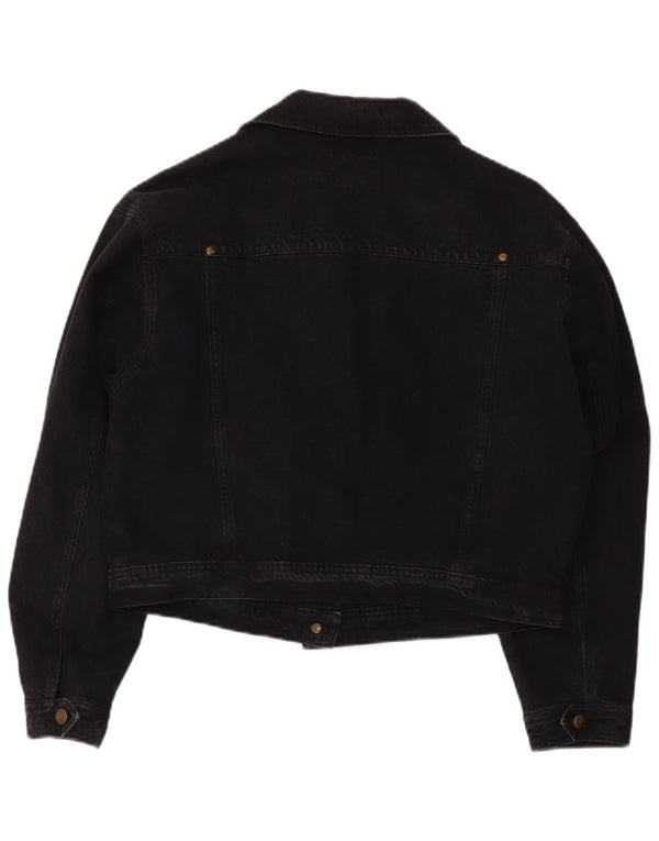 Trussardi Damen Crop Denim Jacke UK 12 Medium Schwarz