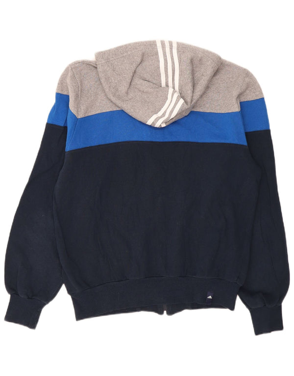 Adidas Herren Zip Hoodie Pullover UK 38/40 Medium Navy Blue Colourblock Baumwolle