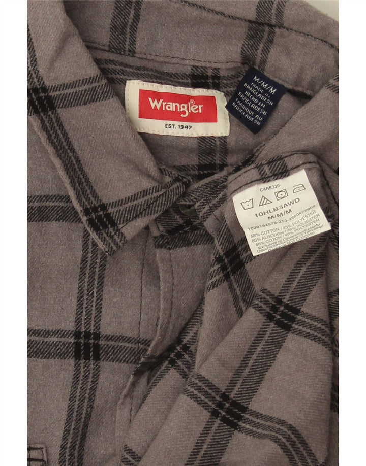 Wrangler Herren-Flanellhemd aus mittelgrau karierter Baumwolle