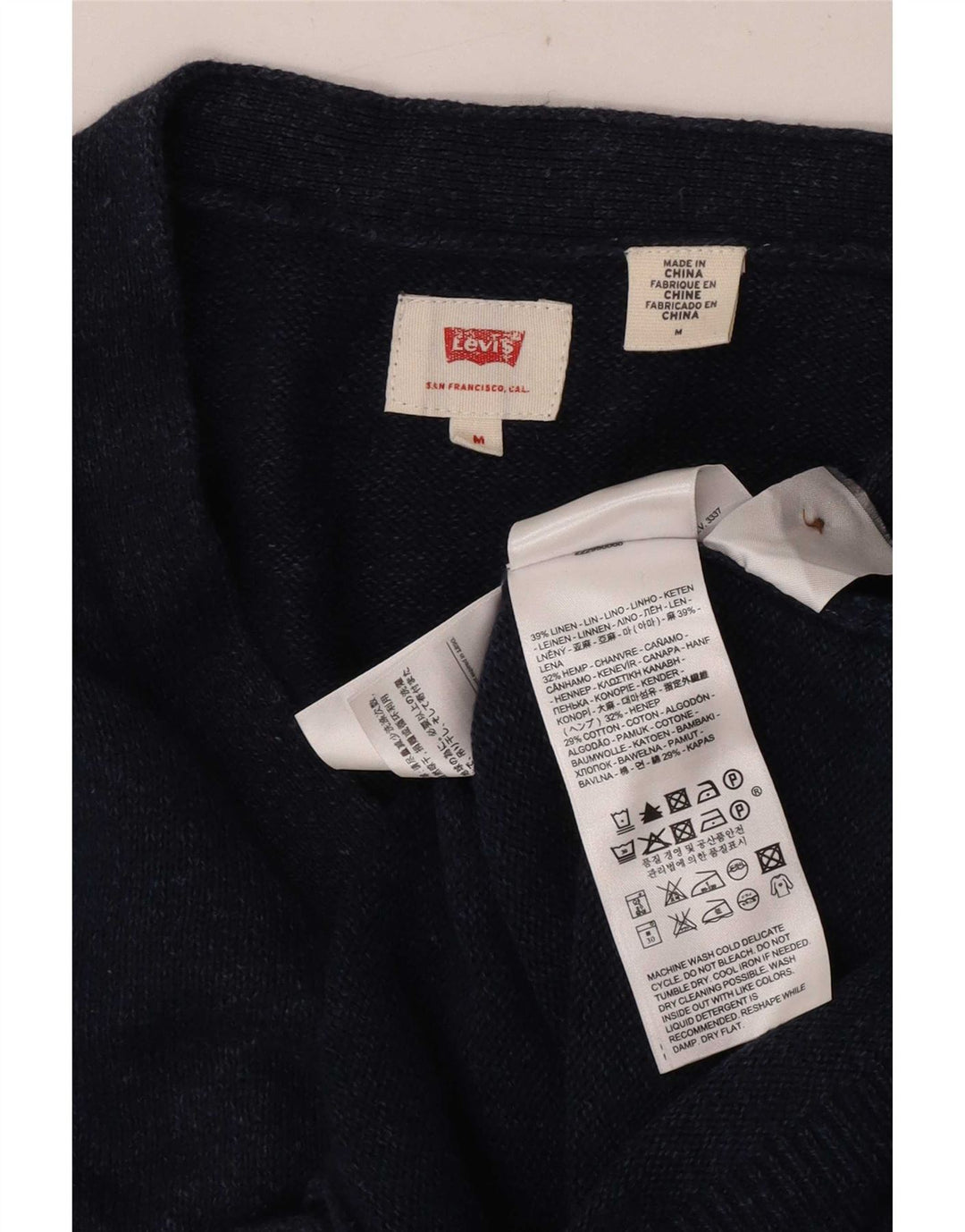 Levi's Herren-Strickjacke aus mittelblauem Leinen in Marineblau
