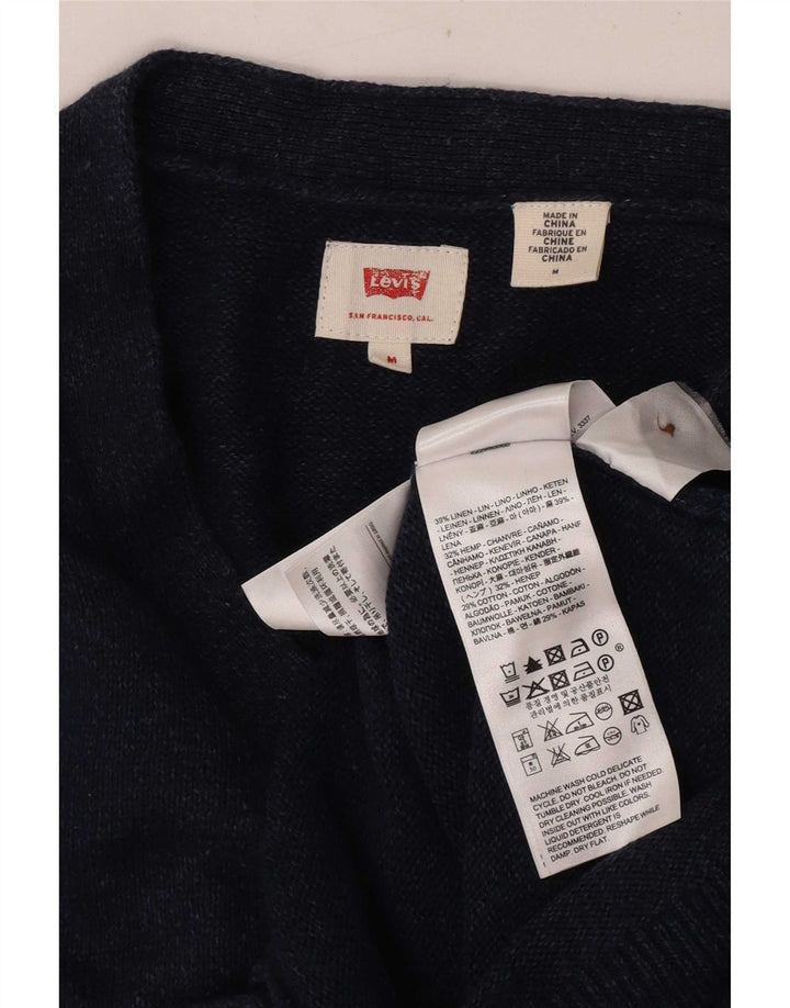 Levi's Herren-Strickjacke aus mittelblauem Leinen in Marineblau