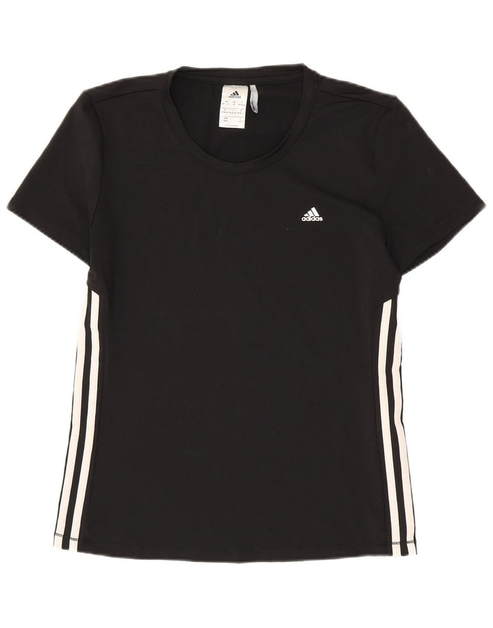 ADIDAS Damen Climalite T-Shirt Top UK 12/14 Medium Schwarz Polyester