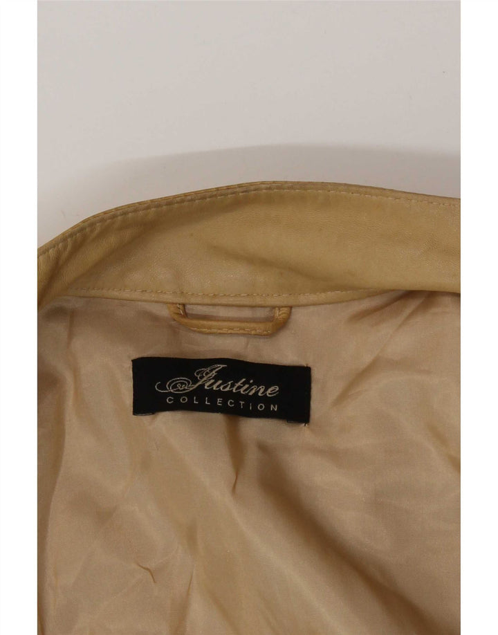 Vintage Damen Lederjacke IT 42 Medium Beige Farbblock