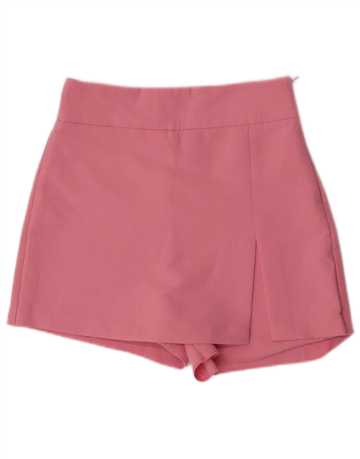 Zara Damen-Shorts mit hoher Taille, mittelgroß, W28, rosa, Polyester