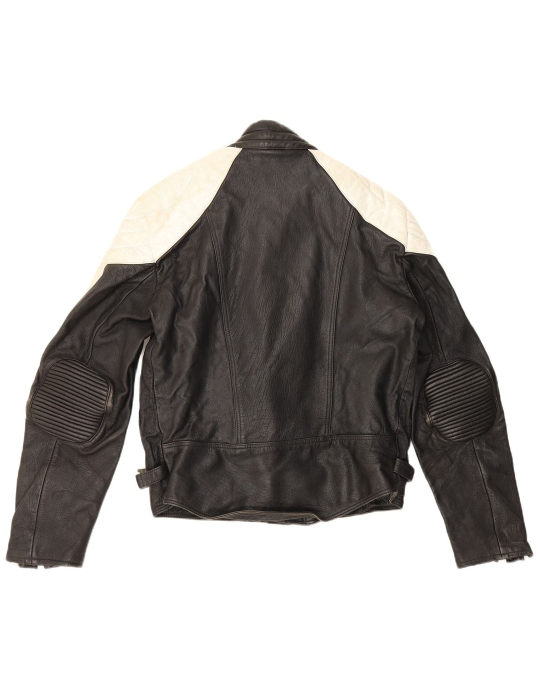 Vintage Herren-Leder-Racer-Jacke, UK 38, Mittelschwarz, Farbblock
