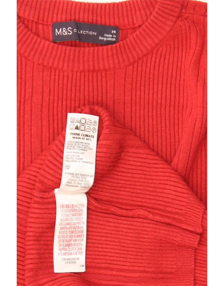 Marks & Spencer Damen-Pullover mit Rundhalsausschnitt, UK 14, mittelrote Viskose