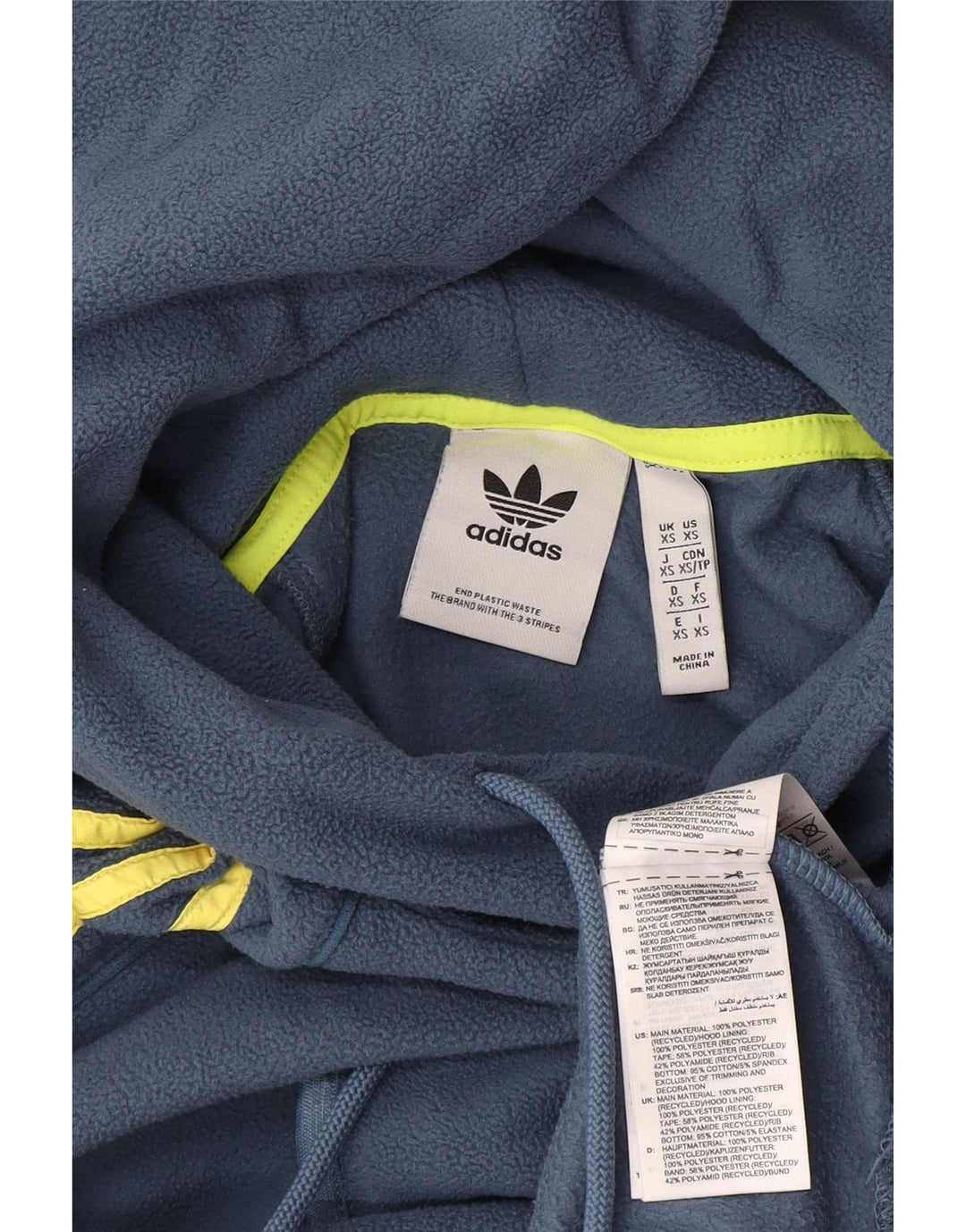 Adidas Damen Übergroßer Kapuzen-Fleecepullover UK 6 XS Blau Polyester