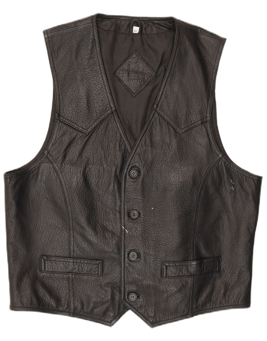 Vintage Herren Lederweste IT 52 Large Schwarz